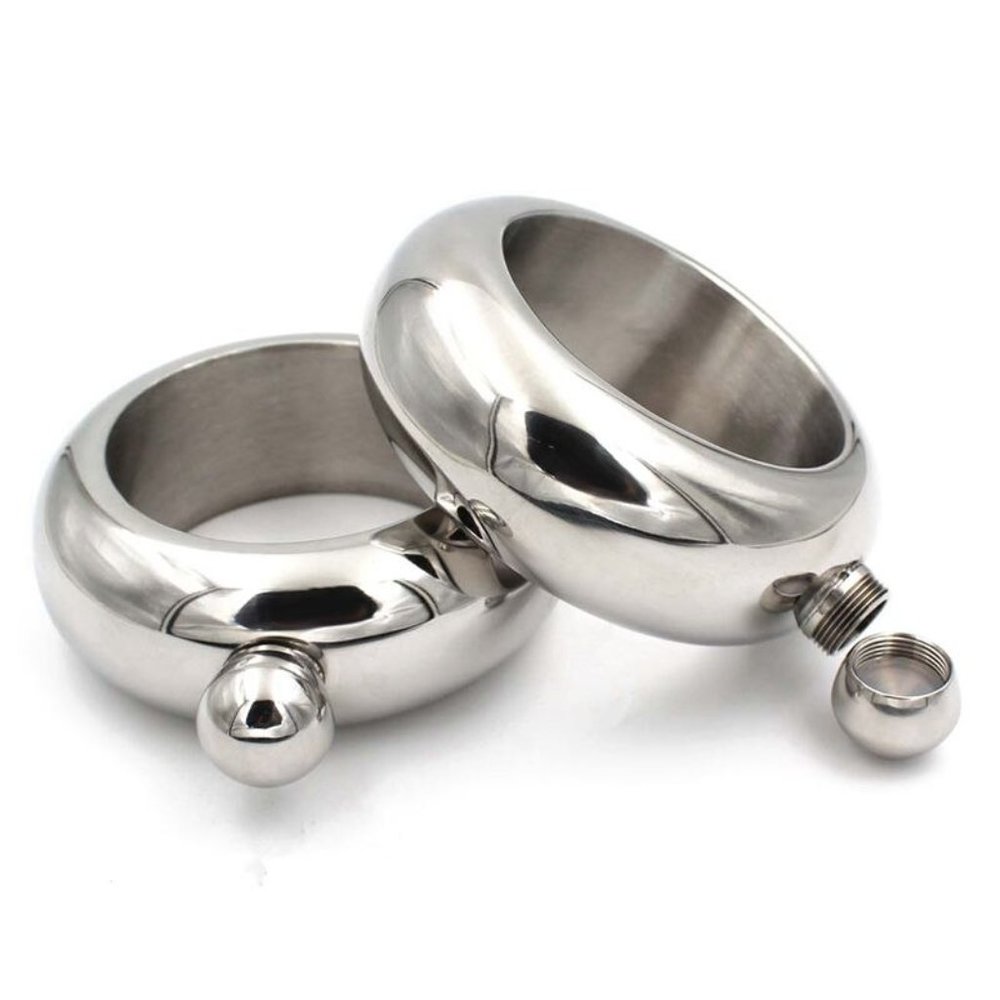 Bangle Bracelet Flask Stainless Steel Wine Liquor  Fun Gifts (Silver)